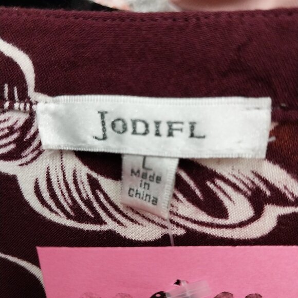 3045 Size Large Jodifl Burgundy Floral Pattern Tunic Dress. - Picture 8 of 10